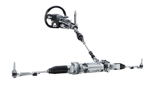 Diagram showing tie rod connecting steering rack and wheel knuckle