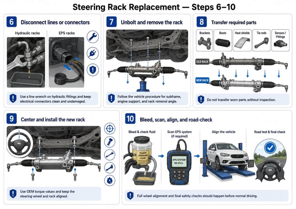 How to Replace a Steering Rack (Rack-and-Pinion): DIY Steps, Safety ...