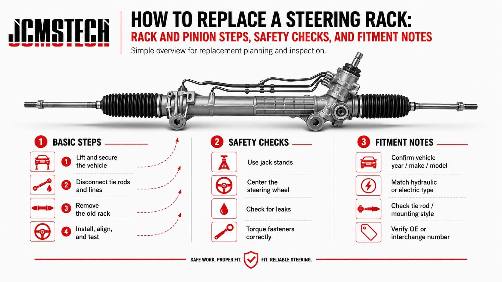 How to Replace a Steering Rack (Rack-and-Pinion): DIY Steps, Safety ...