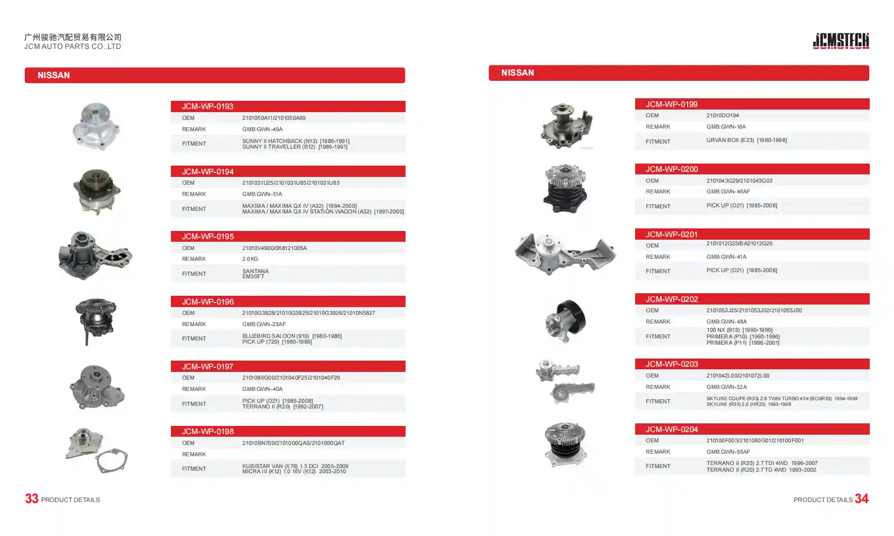 NISSAN water pump